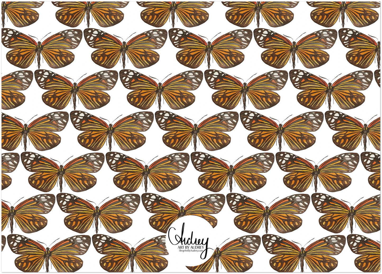 Set of 10 Black and Orange Butterfly Watercolor Illustrated Flat Notecards & Envelopes | 2 Sizes