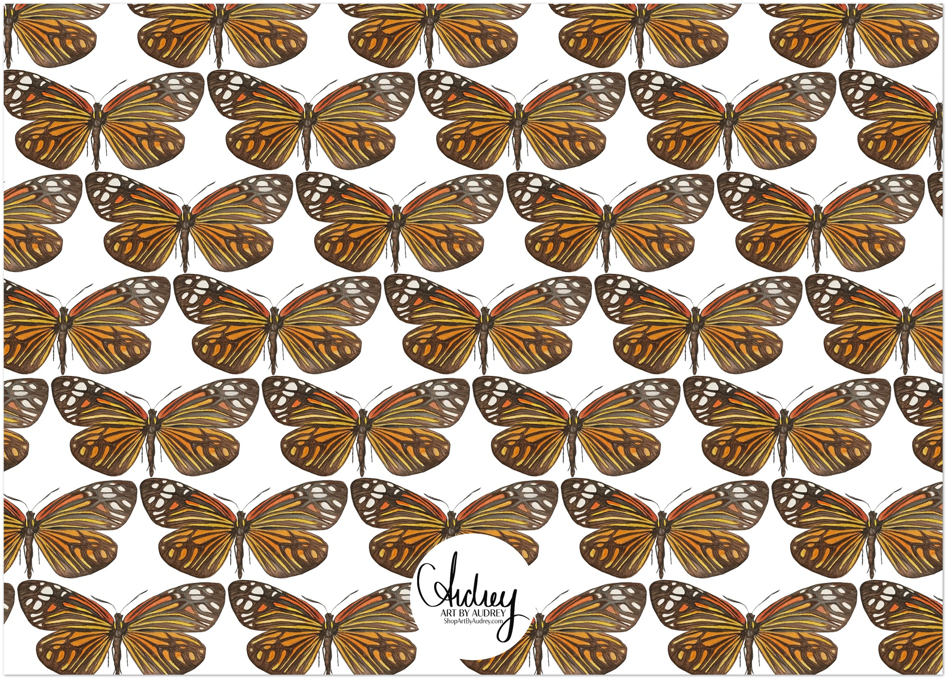 Set of 10 Black and Orange Butterfly Watercolor Illustrated Flat Notecards & Envelopes | 2 Sizes