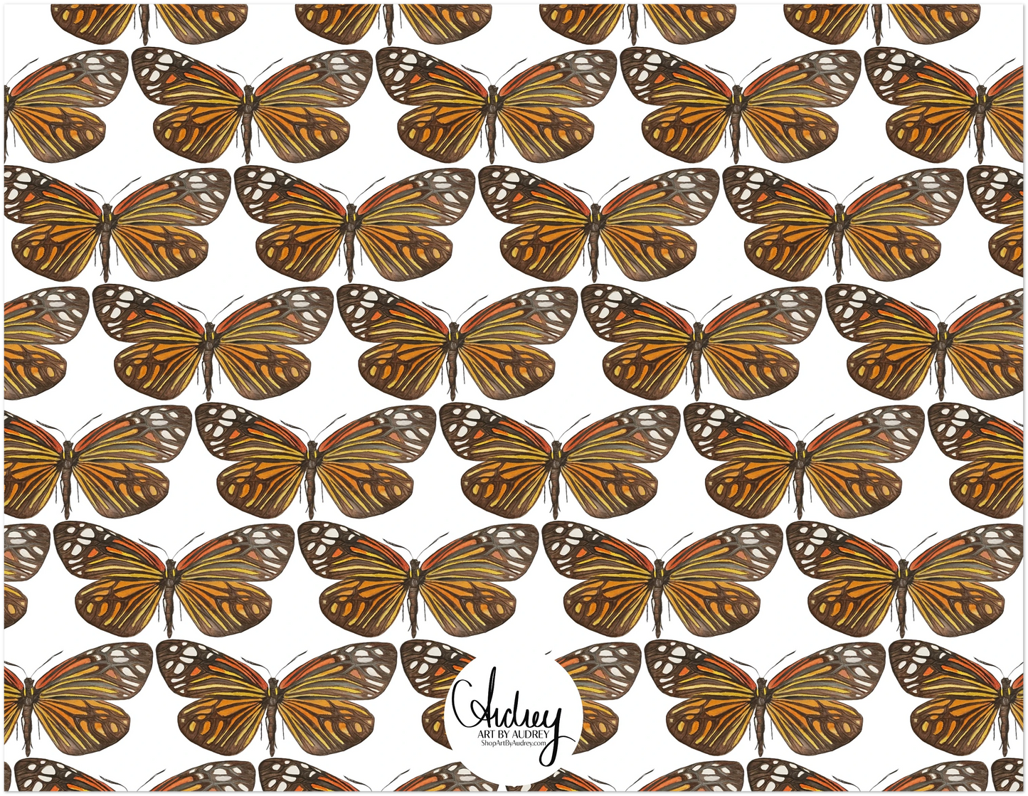 Set of 10 Black and Orange Butterfly Watercolor Illustrated Flat Notecards & Envelopes | 2 Sizes