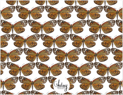 Set of 10 Black and Orange Butterfly Watercolor Illustrated Flat Notecards & Envelopes | 2 Sizes