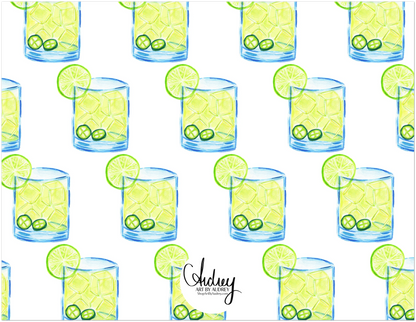 Personalized Spicy Margarita Watercolor Illustrated Flat Notecards | Set of 10 Cards & Envelopes | 2 Sizes