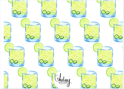 Personalized Spicy Margarita Watercolor Illustrated Flat Notecards | Set of 10 Cards & Envelopes | 2 Sizes