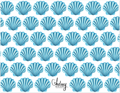 Personalized Blue or Turquoise Sea Shell Watercolor Illustrated Flat Notecards | Set of 10 Cards & Envelopes | 2 Sizes