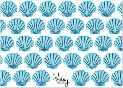 Personalized Blue or Turquoise Sea Shell Watercolor Illustrated Flat Notecards | Set of 10 Cards & Envelopes | 2 Sizes